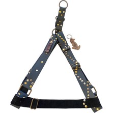 Balkonda Köpek göğüs tasması deri antrasit renk metal zımba işlemeli genişlik:3cm göğüs ölçüsü:60-90cm ayarlanabilir dog harness GT1-31