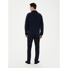 Pierre Cardin Erkek Lacivert Slim Fit Kanvas Çizgili Pantolon 50291518-VR033