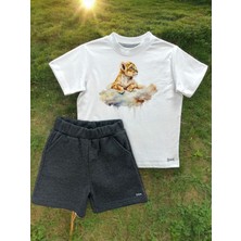 Dgk Collection Erkek Çocuk Aslan Baskılı 2 Li T-Shirt Short Takım %100 Cotton