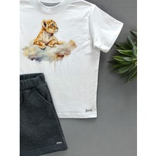 Dgk Collection Erkek Çocuk Aslan Baskılı 2 Li T-Shirt Short Takım %100 Cotton