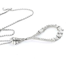 Ose Shop  Pırlanta Parlaklığında Zirkon Taşlı 925 Ayar Gümüş Damla Şık Kolye