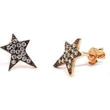 elmas montür zirkon taşlı gümüş yıldız küpe