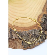 Midyat Nurtaş Gümüş Toplu Dorika Model Gold Kaplama 925 Ayar Gümüş Bileklik 201022973