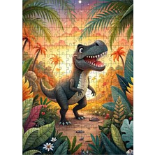 Karizma Tablo Ahşap Mdf Puzzle Yapboz Sevimli Dinozor 255 Parça 35*50 cm