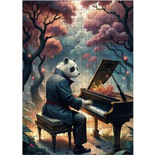 Karizma Tablo Ahşap Mdf Puzzle Yapboz Piyano Çalan Sevimli Panda 255 Parça 35*50 cm