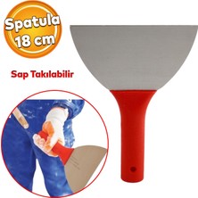 Badem10 Plastik Saplı Metal Spatula Sıva Duvar Macun Boya Kazıma Ispatulası 18 cm Takılabilir Sap