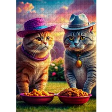 Karizma Tablo Ahşap Mdf Puzzle Yapboz Kedi Ailesi 500 Parça 50*70 cm