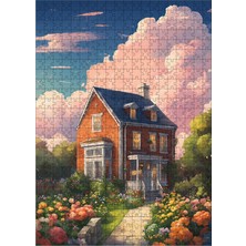 Karizma Tablo Ahşap Mdf Puzzle Yapboz Çiçekler ve Müstakil Ev 500 Parça 50*70 cm