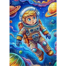 Karizma Tablo Ahşap Mdf Puzzle Yapboz Astronot Çocuk 500 Parça 50*70 cm