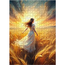 Karizma Tablo Ahşap Mdf Puzzle Yapboz Başak Tarlasında Yürüyen Kadın 500 Parça 50*70 cm