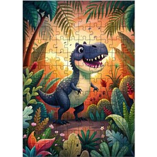 Karizma Tablo Ahşap Mdf Puzzle Yapboz T-Rex Dinozor 120 Parça 25*35 cm