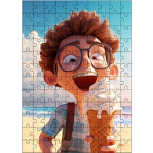 Karizma Tablo Ahşap Mdf Puzzle Yapboz Dondurma Yiyen Çocuk 120 Parça 25*35 cm