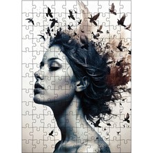 Karizma Tablo Ahşap Mdf Puzzle Yapboz Uçan Kuşlar ve Kadın 120 Parça 25*35 cm