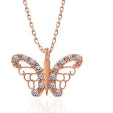 Serra Jewels Gümüş Rose Kelebek Kadın Kolye