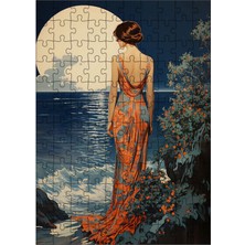 Ekart Ahşap Mdf Puzzle Yapboz Dolunay Yakamoz ve Kadın 120 Parça 25*35 cm