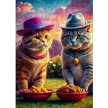 Karizma Tablo Ahşap Mdf Puzzle Yapboz Kedi Ailesi 255 Parça 35*50 cm