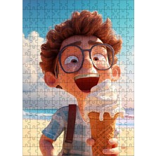 Karizma Tablo Ahşap Mdf Puzzle Yapboz Dondurma Yiyen Çocuk 255 Parça 35*50 cm