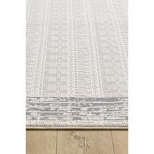 Ottofis Toscana Koleksiyonu 3.5m² 150x230cm Krem-Gri Renk %100 Polyester İplik Tüylenme ve Toz Yapmayan Düz Saçaklı Makine Halısı