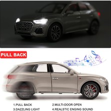 Dabo Audi Q5 Suv Model Araba Için 1/24 Uyumlu, Çinko Alaşım Geri Çekin Oyuncak Araba Çocuklar Için Ses ve Işık ile Erkek Kız Hediye (Gri) (Yurt Dışından)