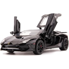 Cacao 1:32 Lamborghini LP750 Modeline Uyumlu Çocuklar Için Sesli ve Işıklı Geri Çekilebilir Araba Oyuncak Araba Erkek Kız, Metal Gövde, Kapı Açık, Siyah1 (Yurt Dışından)