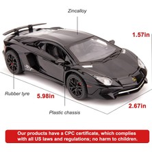 Cacao 1:32 Lamborghini LP750 Modeline Uyumlu Çocuklar Için Sesli ve Işıklı Geri Çekilebilir Araba Oyuncak Araba Erkek Kız, Metal Gövde, Kapı Açık, Siyah1 (Yurt Dışından)