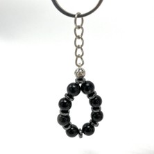 Yıldız Doğal Taş Sertifikalı Obsidyen Doğal Taş Anahtarlık 8mm