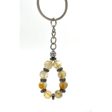 Yıldız Doğal Taş Sertifikalı  Sitrin Doğal Taş Anahtarlık 8mm