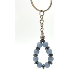 Yıldız Doğal Taş Sertifikalı Anjelit Doğal Taş Anahtarlık 8mm