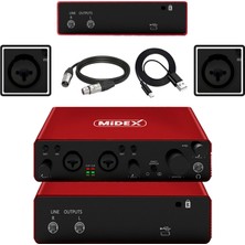 Midex Impressive Paket 5 Monitör Mikrofon Ses Kartı Kulaklık Midi Klavye Pad Controller Stüdyo Ekipmanları Seti