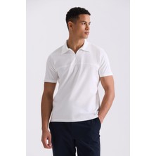 Jakamen Beyaz Slim Fit Fermuarlı Polo Yaka T-Shirt