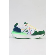 Benetton BNI-10044 Ithal Beyaz Yeşil Kadın Spor Ayakkabı-Beyaz Yesil