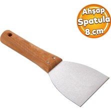 Badem10 Ahşap Saplı Metal Macun Spatula Temizlik Boya Sıva Kazıma Harç Karıştırma Ispatulası 8 cm