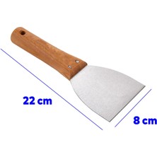 Badem10 Ahşap Saplı Metal Macun Spatula Temizlik Boya Sıva Kazıma Harç Karıştırma Ispatulası 8 cm