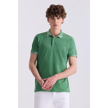 Jakamen Yeşil Slim Fit Baskılı Polo Yaka T-Shirt