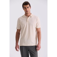 Jakamen Bej Regular Fit Desenli Polo Yaka T-Shirt