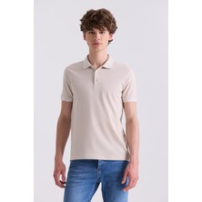 Jakamen Bej Slim Fit Baskılı Polo Yaka T-Shirt