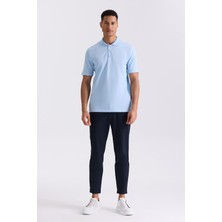 Jakamen Mavi Slim Fit Polo Yaka Erkek T-Shirt