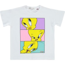Tweety Kız Çocuk Tişört 2-5 Yaş Beyaz