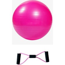 CK Spor 55 cm Fitilli Pilates Topu + Sünger Saplı Şeklinde Direnç Lastiği Seti