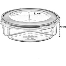Miyo Life 3 Bölmeli Sızdırmaz Contalı Kilitli Kapaklı 1,35 Litre Yuvarlak Erzak Saklama Kabı LC-500 (4390)