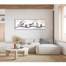 Duvar Sanatı Serçe Kuşları Panoramik Cam Tablo, Modern Ev Ofis Yatak Odası Duvar Dekoru, Hediyelik Tablo