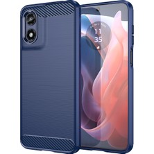 Laimtop Motorola Moto G Play 2024 Için Yumuşak Karbon Fiber Fırçalanmış Tpu Telefon Kılıfı - Mavi (Yurt Dışından)