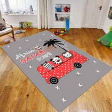 Viyana Home Dijital Baskılı Kaymaz Taban Yıkanabilir Çocuk Odası Oyun Halısı, V-Çocuk-01-Kırmızı,
