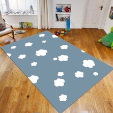 Viyana Home Dijital Baskılı Kaymaz Taban Yıkanabilir Çocuk Odası Oyun Halısı, V-Çocuk-08-Mavi,