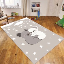 Viyana Home Dijital Baskılı Kaymaz Taban Yıkanabilir Çocuk Odası Oyun Halısı, V-Çocuk-22-Gri,