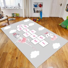 Viyana Home Dijital Baskılı Kaymaz Taban Yıkanabilir Çocuk Odası Oyun Halısı, V-Çocuk-04-Gri,