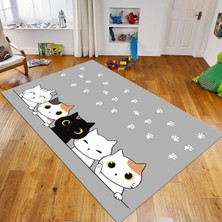Viyana Home Dijital Baskılı Kaymaz Taban Yıkanabilir Çocuk Odası Oyun Halısı, V-Çocuk-49-Gri,