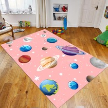Viyana Home Dijital Baskılı Kaymaz Taban Yıkanabilir Çocuk Odası Oyun Halısı, V-Çocuk-38-Pembe,