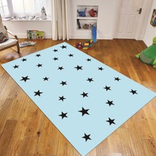 Viyana Home Dijital Baskılı Kaymaz Taban Yıkanabilir Çocuk Odası Oyun Halısı, V-Çocuk-32-Mavi,