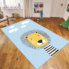 Viyana Home Dijital Baskılı Kaymaz Taban Yıkanabilir Çocuk Odası Oyun Halısı, V-Çocuk-25-Mavi,